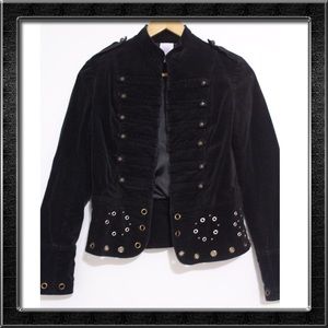 Rare LM Lulu Black Velvet Military Jacket